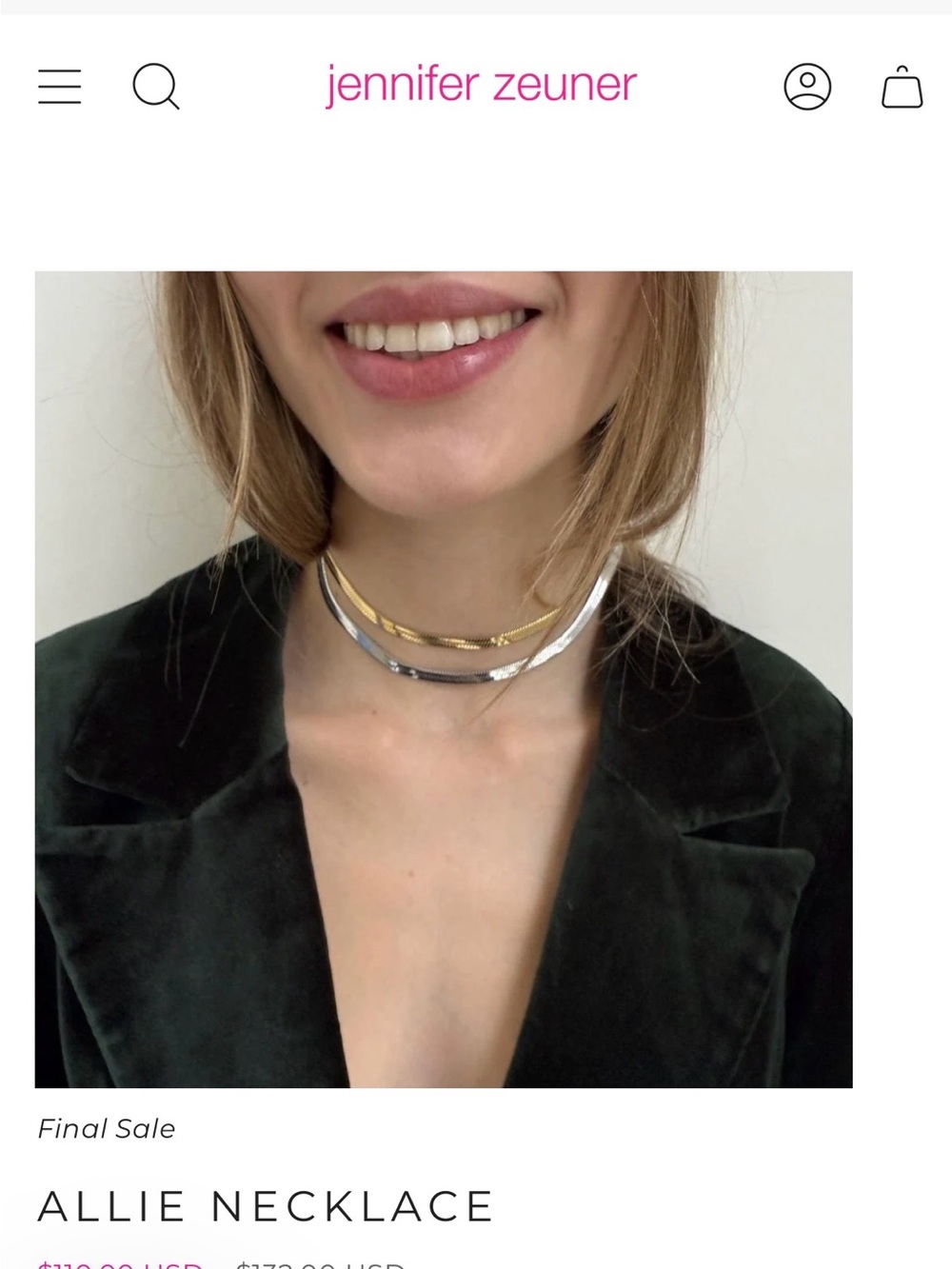 Jennifer Zeuner Allie  Choker Necklace Silver